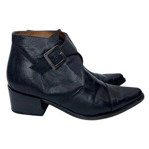 Vintage Kenneth Cole Made in Spain Black Leather Pointed toe Ankle booties SZ 7